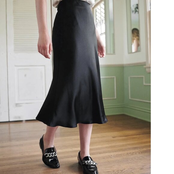 Quince Black Washable Silk Skirt - Size Large - Picture 4 of 10